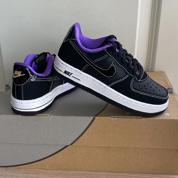 Nike Air Force 1 LV8 Black/Purple Toddler Sneakers- SZ 10.5 C - Picture 7 of 9